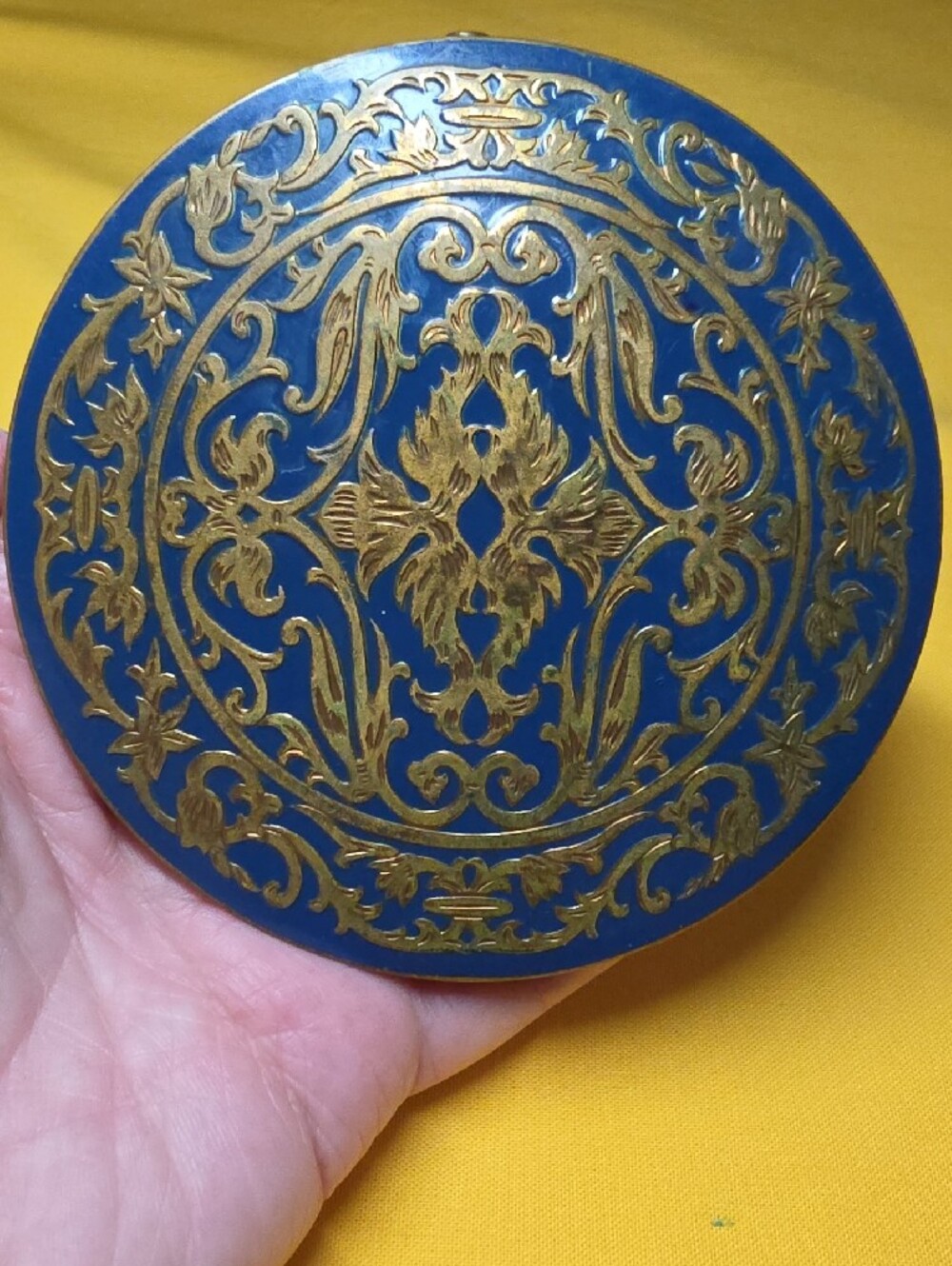 Vintage Rex Fifth Avenue Blue Gold Flapjack Powder Compact Mirror 1940s - Picture 10 of 12